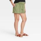 The Nines By Hatch Maternity Smocked Waistband Modal Shorts Olive Green