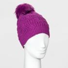 Women's Shaker Cable Pom Beanie - A New Day Purple