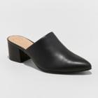 Women's Bianca Wide Width Pointed Heeled Mules - A New Day Black 10w,