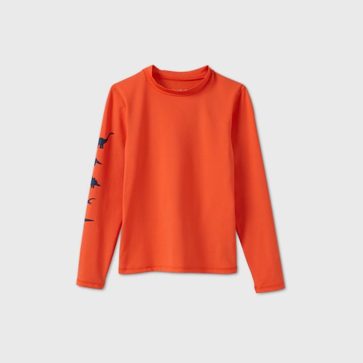 Boys' Long Sleeve Dino Rash Guard Swim Shirt - Cat & Jack Orange