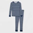 Ev Holiday Kids' Striped 100% Cotton Tight Fit Matching Family Pajama Set - Navy