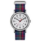 Timex Weekender Slip Thru Plaid Nylon Strap Watch - Blue Tw2r10900jt, Women's,