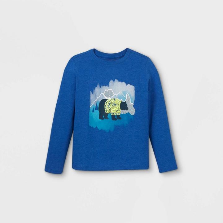 Boys' Bear Graphic Long Sleeve T-shirt - Cat & Jack Blue