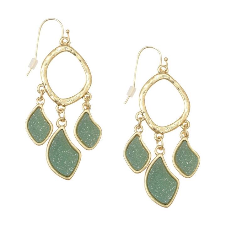 Zirconite Chandlier Druzy Earring - Green