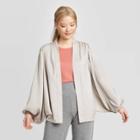 Women's Short Rounded Kimono - A New Day Gray One Size, Women's