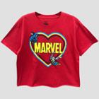 Women's Marvel Short Sleeve Avengers Heart Skimmer Graphic T-shirt (juniors') Red