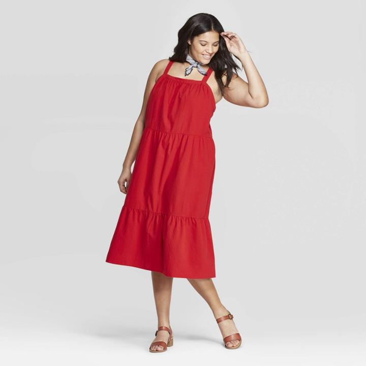 Women's Plus Size Sleeveless U-neck Dress - Universal Thread Red X