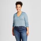 Women's Plus Size Follow Your Heart Long Sleeve Graphic T-shirt - Zoe+liv Blue