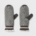 Isotoner Women's Polka Dot Recycled Yarn Fleece Lined Patterned Mitten - Grey/white, Black