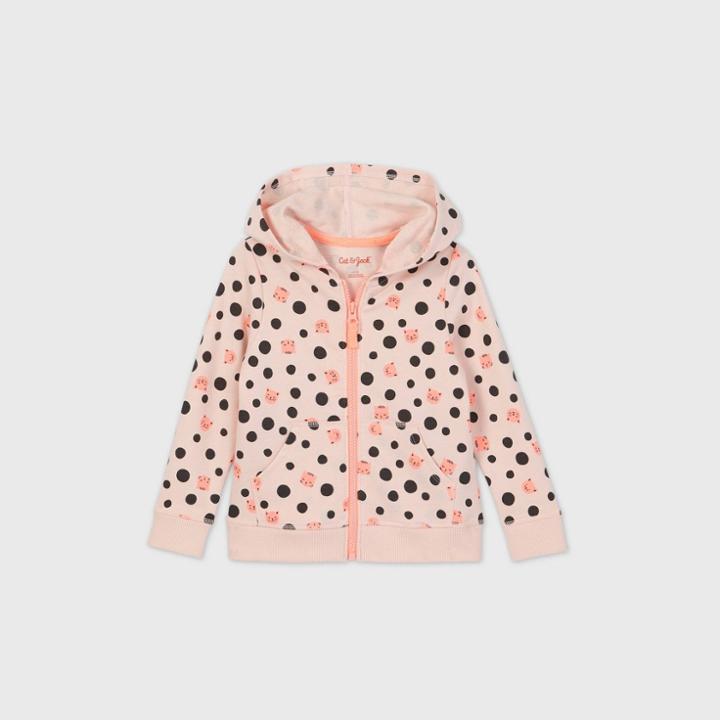 Toddler Girls' Cat Dot French Terry Zip-up Hooded Sweatshirt - Cat & Jack