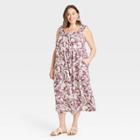 Women's Plus Size Ruffle Sleeveless Dress - A New Day Purple Floral