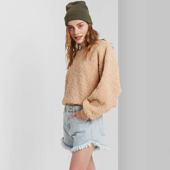 Women's High-rise Frayed Jean Shorts - Wild Fable Light Wash 00, Women's, Blue