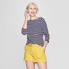 Women's Striped 3/4 Sleeve Boat Neck Top - A New Day Navy/white (blue/white)