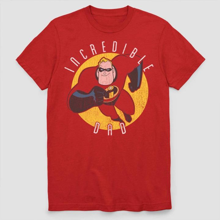 Pixar Men's Disney The Incredibles Mr.incredible Dad Short Sleeve Graphic T-shirt - Red