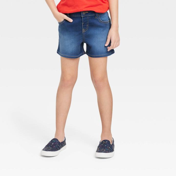 Girls' Jean Shorts - Cat & Jack Dark Wash L Plus, Dark Blue