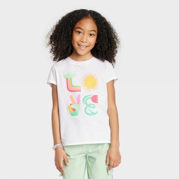 Girls' Love Short Sleeve Graphic T-shirt - Cat & Jack White