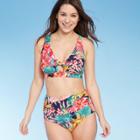 Women's Tie Front Bikini Top - Kona Sol Floral D/dd Cup, Women's,