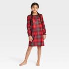 Kids' Holiday Tartan Plaid Flannel Matching Family Pajama Nightgown - Wondershop Red