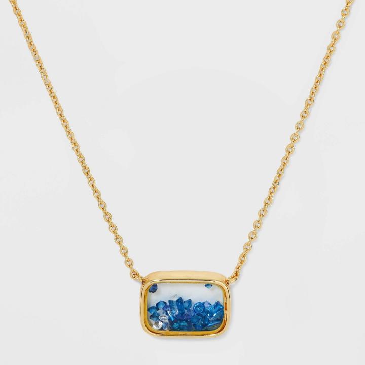 14k Gold Dipped Mini Shaker Pendant Necklace - A New Day Blue