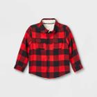 Toddler Boys' Sherpa Lined Flannel Long Sleeve Button-down Shirt - Cat & Jack Red