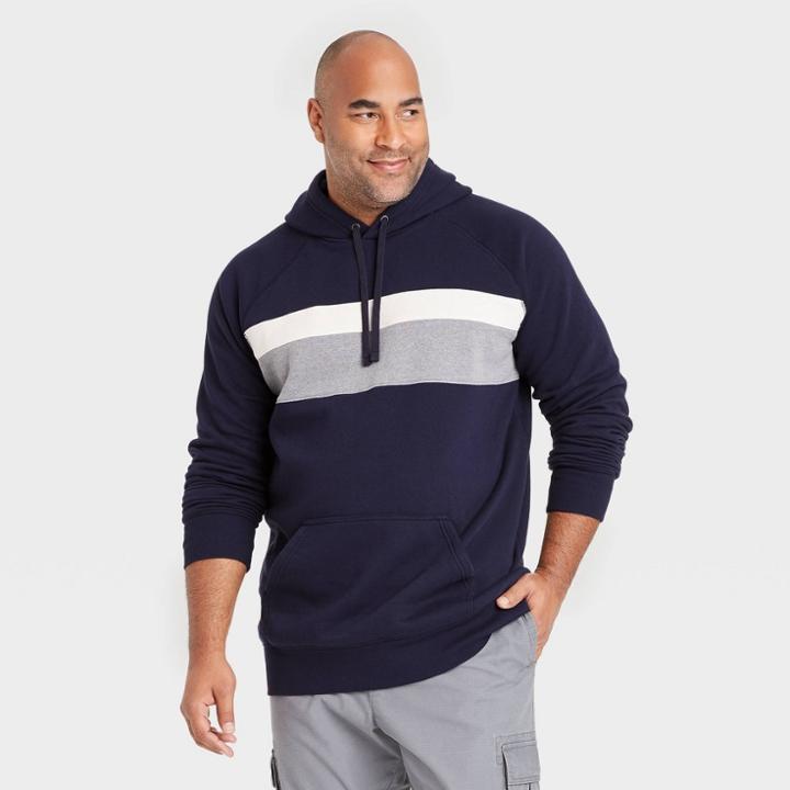 Men's Big & Tall Standard Fit Hooded Sweatshirt - Goodfellow & Co Xavier Navy