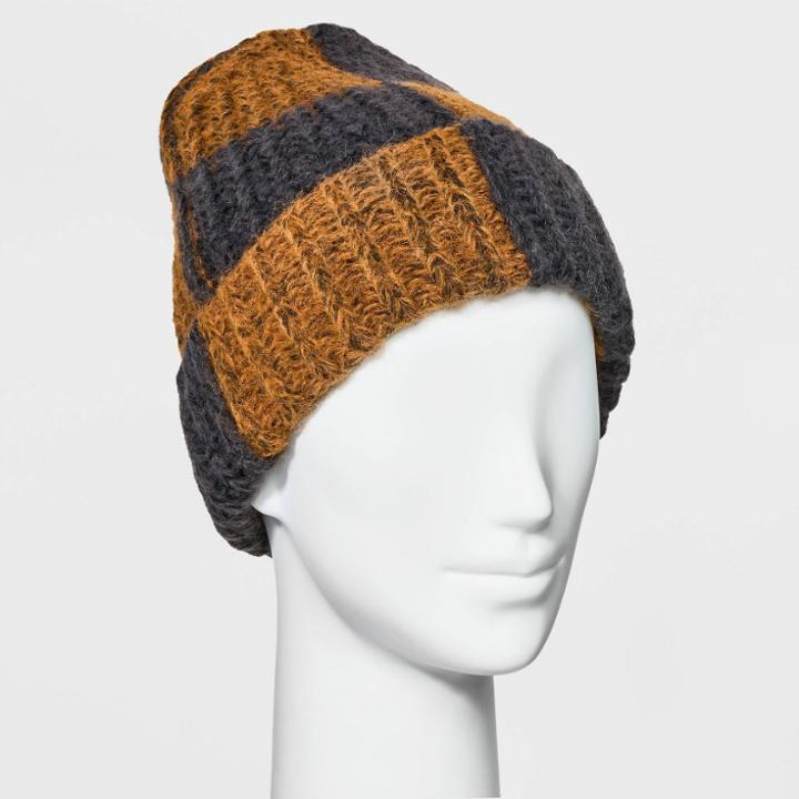 Women's Check Ribbed Beanie - Universal Thread Gray