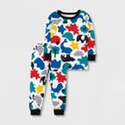 Lamaze Toddler Girls' 2pc Long Sleeve Organic Cotton Snug Fit Pajama Set - White/blue