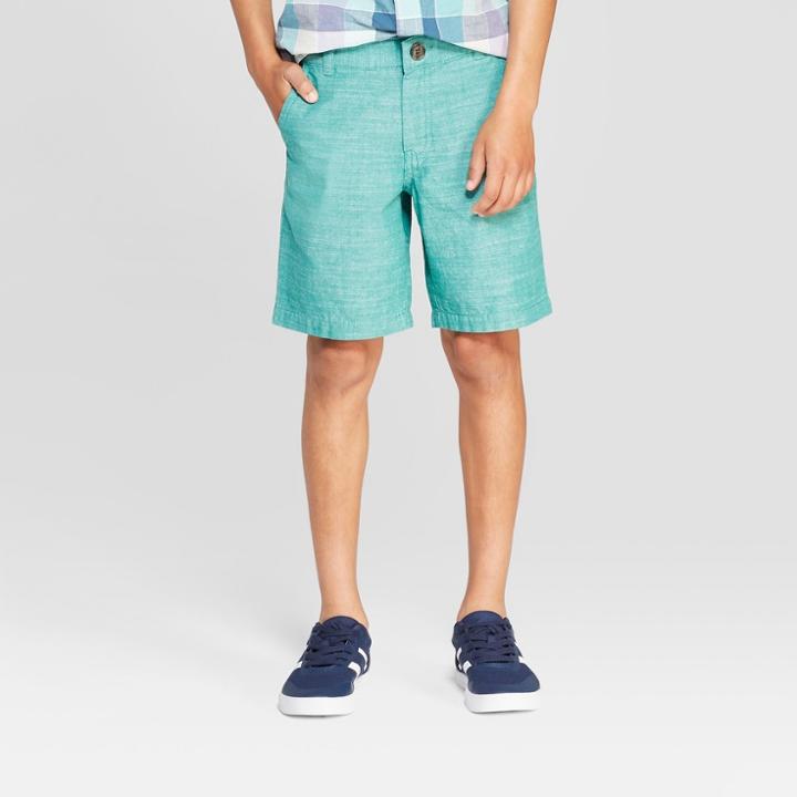 Boys' Chambray Chino Shorts - Cat & Jack Dark Green