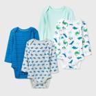 Baby Boys' 4pk Dino Dreams Long Sleeve Bodysuit - Cloud Island Blue/green/gray