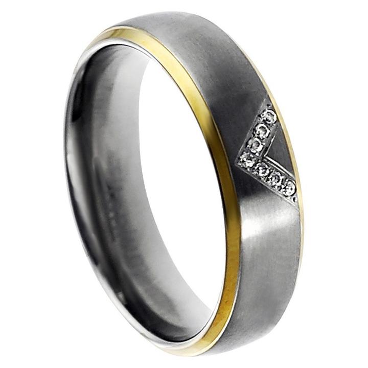 Men's Daxx Cubic Zirconia Titanium Band - Silver/gold