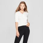 Women's 3/4 Sleeve Henley Top - A New Day Cream (ivory)