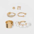 Shiny Gold With Crystal Stone And Imitation Pearl Multipack Ear Cuff - Wild Fable Gold