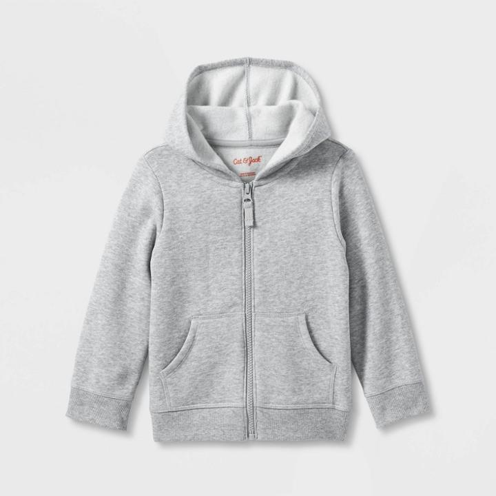Toddler Girls' Solid Fleece Zip-up Hoodie - Cat & Jack Gray