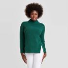 Women's Mock Turtleneck Tunic Pullover Sweater - A New Day Dark Green