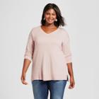 Women's Plus Size V-neck Pullover - A New Day Blush