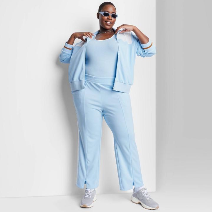 Women's Plus Size High-rise Track Pants - Wild Fable Blue