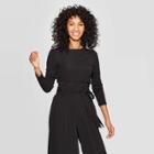 Women's Slim Fit Long Sleeve Crewneck Luxe Rib T-shirt - A New Day Black Xxl,