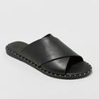 Women's Kyleigh Wide Width Cross Band Slide Sandals - Universal Thread Black 5.5w,