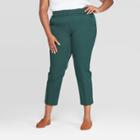 Women's Plus Size Ankle Pants With Comfort Waistband - Ava & Viv Dark Green