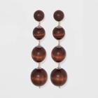 Wooden Ball Beads Drop Earrings - A New Day Brown