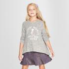 Grayson Social Girls' Graphic Long Sleeve Pullover - Gray