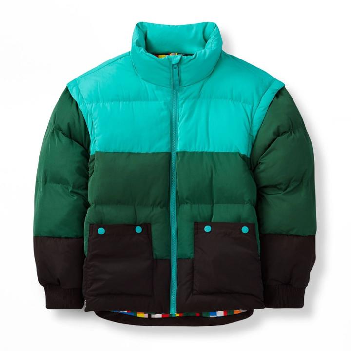 Kids' Adaptive Color Block Puffer Jacket - Lego Collection X Target Teal/green/black