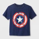 Mad Engine Toddler Boys' Marvel Captain America Shield Short Sleeve T-shirt - Navy