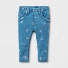 Baby Girls' Floral Denim Pants - Cat & Jack Blue Newborn