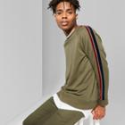 Men's Long Sleeve Velvet Trim Raglan Crew Pullover - Original Use Paris Green