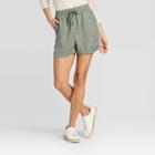 Women's Mid-rise Tie Front Utility Shorts - Universal Thread Olive S, Women's, Size: