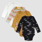 Honest Baby 4pk Organic Cotton Rainbow Long Sleeve Bodysuit - Newborn, Nickel