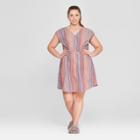 Women's Plus Size Striped Side Tie Dress - Universal Thread Purple X