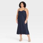 Women's Plus Size Apron Slip Dress - A New Day Navy Blue