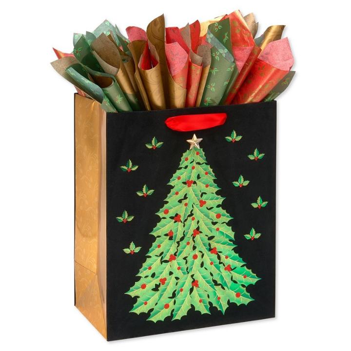Papyrus 1ct Christmas Contemporary Gift Bag With Tissue Paper,